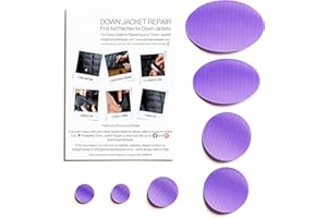 DJR Down Jacket Repair Patches: Easy to Use, Pre-Cut, Self-Adhesive, Soft, Waterproof, Tear-Resistant Rip-Stop Nylon Fabric Patches to Fix Holes in Clothing, Down Jackets, Outdoor Gear - Lilac