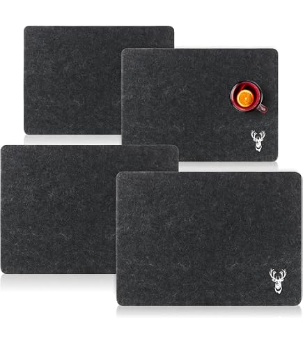 Set 6 Tovagliette Americane In Feltro MIQIO® Con Tasche Portaposate E 6 Sottobicchieri - Stile Scandi, Lavabili, Etichetta In Pelle