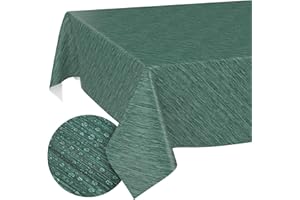 ‎ANRO Tischdecke abwaschbar Wachstuch Wachstuchtischdecke Gartentischdecke Leinen-Optik Pflegeleicht Wasserabweisend 140 x 100 cm (Rechteckig) Grün Schnittkante