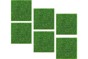 Amfrpar 6 Kleine Stück Kunstrasen Deko zum Basteln 15x15 cm Künstliche Rasen Gras Miniatur Moos Grasmatte Verzierung Kunstrasenteppich Moosmatten für Modellbau Puppenhaus Ornament