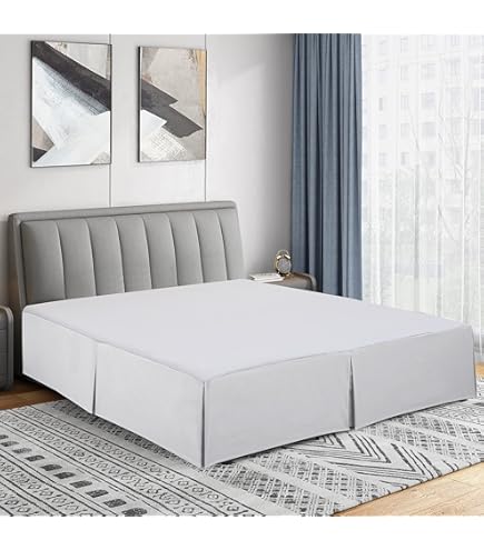 Mantovana giroletto a righe di qualità egiziana, senza pieghe, misura 35,6 cm, colore bianco, king size Mantovana giroletto a righe di qualità egiziana, senza pieghe, misura 35,6 cm, colore bianco, king size