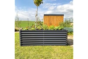 UNIGARDIA Aiuola rialzata in metallo, 180 x 90 x 60 cm, kit di aiuole rialzate per verdure ed erbe aromatiche, per giardino in acciaio di alta qualità, durata minima 20 anni, aiuola alta 60 cm,