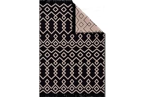 Fashion4Home dywan, chodnik do salonu, sypialni, kuchni, pokoju dziecięcego, łazienki, bieżnik na korytarz, styl Boho/Kelim, kolor czarno-beżowy, rozmiar: 80 x 150 cm