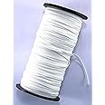 HELIDA Flat Elastic Cord, Braided Breathable Sewing Band High Stretchy Ideal for Bralette Camisoles Masks Making (White, 1/8" × 30 Yards)