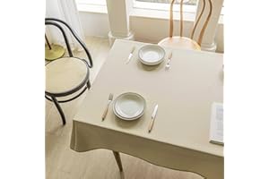 Home Brilliant Large Table Cloth Rectangular Wipe Clean for 8 to 10 Seater, Cream Faux Linen Tablecloth for Kitchen Table, Wedding Party Decoration, Light Linen, 140CM x 260CM