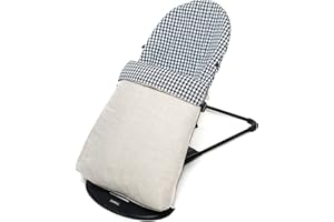 BORDA Y MÁS Funda y Saco compatible con Hamaca compatible con BabyBjörn Balance Soft - Sustituye tapicería original - Lino&Vichy - Negro - Altura de tapa Regulable –Hecho en España - Nenel