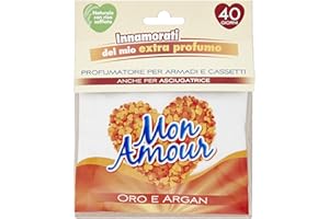 Mon Amour- Sacchetto Profumato Oro e Argan, Profumatore per Ambienti Piccoli, Armadio, Cassetti e Pofumatore Asciugatrice, Profumatore Ambiente (Profumo 40 Giorni) Profumatori Appendibili Naturali 12g