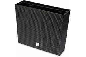 VALLE VERDE Jardinière 2 en 1 - Bac à fleurs avec insert - Pour la maison, le jardin, la terrasse - En plastique, aspect rotin, rectangulaire - 49,8 x 58 x 18 cm (Umbra)