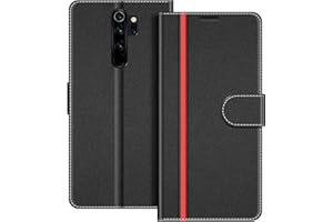 COODIO Handyhülle für Xiaomi Redmi Note 8 Pro Handy Hülle, Xiaomi Redmi Note 8 Pro Hülle Leder Handytasche für Xiaomi Redmi Note 8 Pro Klapphülle Tasche, Schwarz/Rot