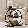 Tribesigns Narrow End Table with 3 Storage Shelves, Industrial Small Sofa Side Table for Living Room, Slim Nightstand and Bedside Table for Bedroom