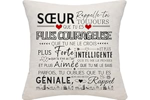 Bommex Cadeau d'inspiration pour Sœur Rappelle-toi Toujours Que Tu ES Plus Courageuse Que Tu Ne Le Crois Que Tu ES Géniale Housse de Coussin pour Sœur Anniversaire Graduation Cadeau de Noël (sœur)