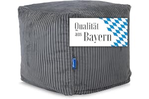 ‎BRUNI Bruni Sitzwürfel Cubo Cord in Grau – 40x40x40 cm Cord-Sitzwürfel aus Deutschland, Indoor-Sitzcube, Fußhocker und Bodenkissen