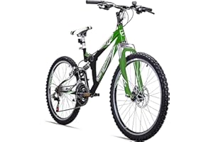 ‎BERGSTEIGER Bergsteiger Montreal 20, 24 Zoll Kinderfahrrad, geeignet für 6,7, 8, 9, 10, 11, 12, 13 Jahre, 18 Gang-Schaltung, Mountainbike mit Vollfederung, Jungen-Fahrrad, Mädchen-Fahrrad