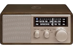 Sangean WR-16SE AM/FM/Bluetooth/Aux-in/USB Phone Charging 45th Anniversary Special Edition Wooden Cabinet Radio (Dark Walnut with Rose Gold)
