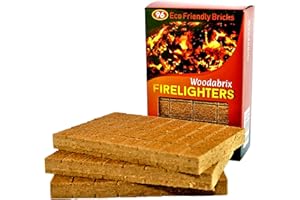 WOODABRIX Natural Wood Eco Firelighters. 96 Sustainable Fire-starters Ideal for Wood Burners, Fire Pits, Pizza Ovens, BBQs. No Kindling Required. Lights Even When Damp.