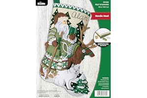 Bucilla 89758E Felt Applique 18" Stocking Making Kit, Nordic Noel, Perfect for DIY Arts and Crafts Filzapplikation, 45,7 cm, Strumpf-Bastelset, Filz, Stickgarn, Pailletten, Perlen, Sticknadeln