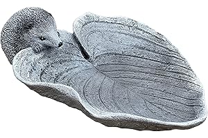 Stone and Style Abbeveratoio per uccelli a forma di riccio su foglia, resistente al gelo
