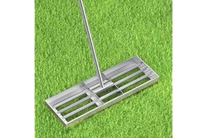 VELPAX Rastrillo de Nivelación de Césped, 76 x 25cm, Rastrillo Jardin de Césped Profesional, Rastrillo Cortado a Láser con Barra Metálica de Espesor de Extensión Ajustable y Mango de Goma Antideslizante