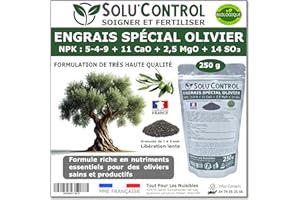 TOUT POUR LES NUISIBLES ENGRAIS Spécial OLIVIER 250 g - SoluControl - Formulation haute qualité Organo-Minerale - NPK 5-4-9 - Utilisable en Agriculture BIOLOGIQUE