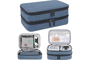 zerotop Pochette Isotherme Insuline, Sac pour Diabétique, Couche Double Pochette de Refroidissement Médical, Sac de Rangement pour Stylos à Insulin, Lecteur de Glycémie et Autres Fournitures