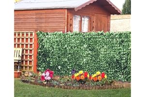 SASONS ® Quality Artificial Ivy Leaf Hedge Garden Privacy Screen PVC Roll UV Resistance Green Maple Screening Panels Indoor/Outdoor Décor (Dark Green- 1x3m) 100cm X 300cm