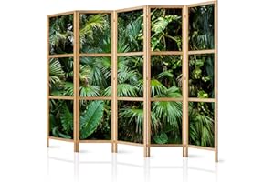 ‎DECOMONKEY decomonkey Paravent Raumteiler Innen Blumen 225x171 cm 5 Teilig Room Divider Wall Raumteiler Stehend Trennwand Sichtschutz Spanische Wand Sichtschutzwand Wohnzimmer Holz Spa Zen Orient Japan