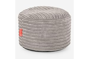 Lounge Pug Round Footstool Bean Bag Pouffe, Small Foot Rest, Cord Mink