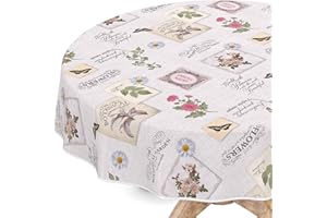 ANRO Mantel de hule lavable, para jardín, redondo, 140 cm, con dobladillo, Botanical Nature