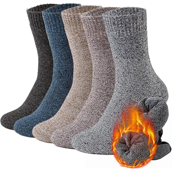 MEMOFYND Lot De 4 Paires De Chaussettes Antidérapantes En Polaire Pour Homme, Chaussettes Chaudes Et Confortables En Hiver, Noir, Bleu Marine, Gris Foncé, Bleu Jean, XL Taille Tall