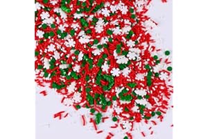 BAYEP Décors Sucrés Noël 130g - Mélange Festif Vert, Blanc et Rouge avec Sapins, Flocons et Vermicelles | Décoration Alimentaire Comestible pour Gâteaux et Biscuits