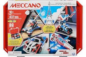 MECCANO - Mallette DE Construction 5 MODELES - 5 Modèles Iconiques Aux Couleurs De La France A Construire - Mallette de Rangement - Jeu Construction avec 2 Outils - Jouet Enfant 10 Ans et +