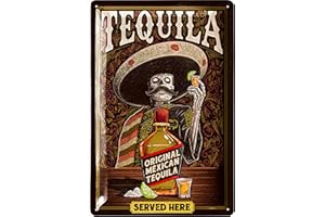 LANOLU Cartel de chapa retro para bar, decoración de bar, cartel de Tequila Served Here, cartel de metal vintage como accesorios de alcohol para sala de fiesta, cartel de cóctel como regalo,