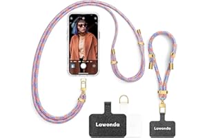 Lawonda Universal Handykette geeignet für alle Smartphones, Kette zum Umhängen um Hals & Handgelenk, Pad mit Kordel, Smartphonekette für Unterwegs, Handyband mit 2er Ersatz Einlage