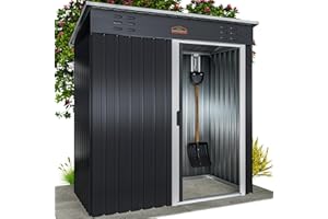 GARDEBRUK® Cobertizo Metálico Caseta de Jardín Almacenaje Herramientas 185x165x90cm Puerta Corrediza Antracita