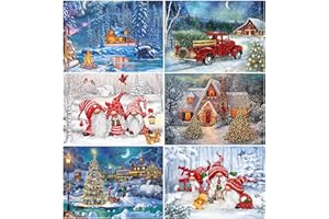 LWZAYS 6 Pack Christmas Diamond Painting Kits for Adults - 5D Diamond Art Kits for Adults,Full Drill Diamond Dots DIY Diamonds Pictures Gem Crafts for Home Wall Decor Gifts (11.8x15.7inch)