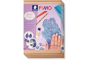 STAEDTLER - Set FIMO - Pâte à modeler - 4 pains de 25 Grammes + 3 cutters + 2 accessoires de modelage & instructions - Thème "Abalone Design" (Coquillage) - 8025 HTC4