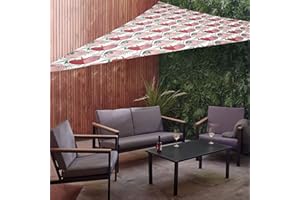 VonHaus Shade Sail 3x3x3m – Sun Shade Canopy for Outdoor, Garden, Patio – Water Resistant 145GSM Polyester Material, UV30+ Protection, Easy Install, Triangle Shape – Floral Botanical Print