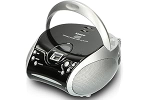 Lenco SCD24 - CD-Player für Kinder - CD-Radio - Stereoanlage - Boombox - UKW Radiotuner - Titel Speicher - 2 x 1,5 W RMS-Leistung - Netz- und Batteriebetrieb - Silber