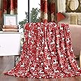 Elegant Comfort Velvet Touch Ultra Plush Christmas Holiday Reindeer Printed Fleece Throw/Blanket (50 x 60inch)