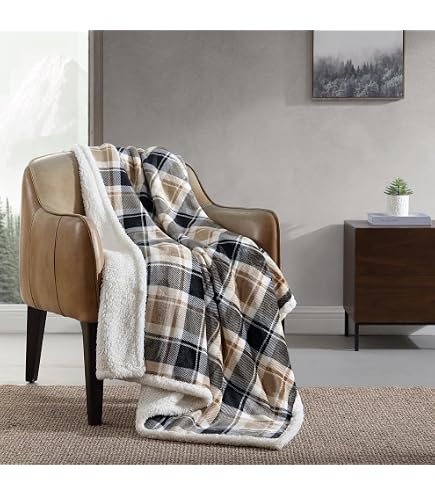 Jeté De Lit Réversible Eddie Bauer – 127 X 152 Cm – Peluche Ultra Douce + Sherpa – Lavable Machine – Cadeau Noël - 7