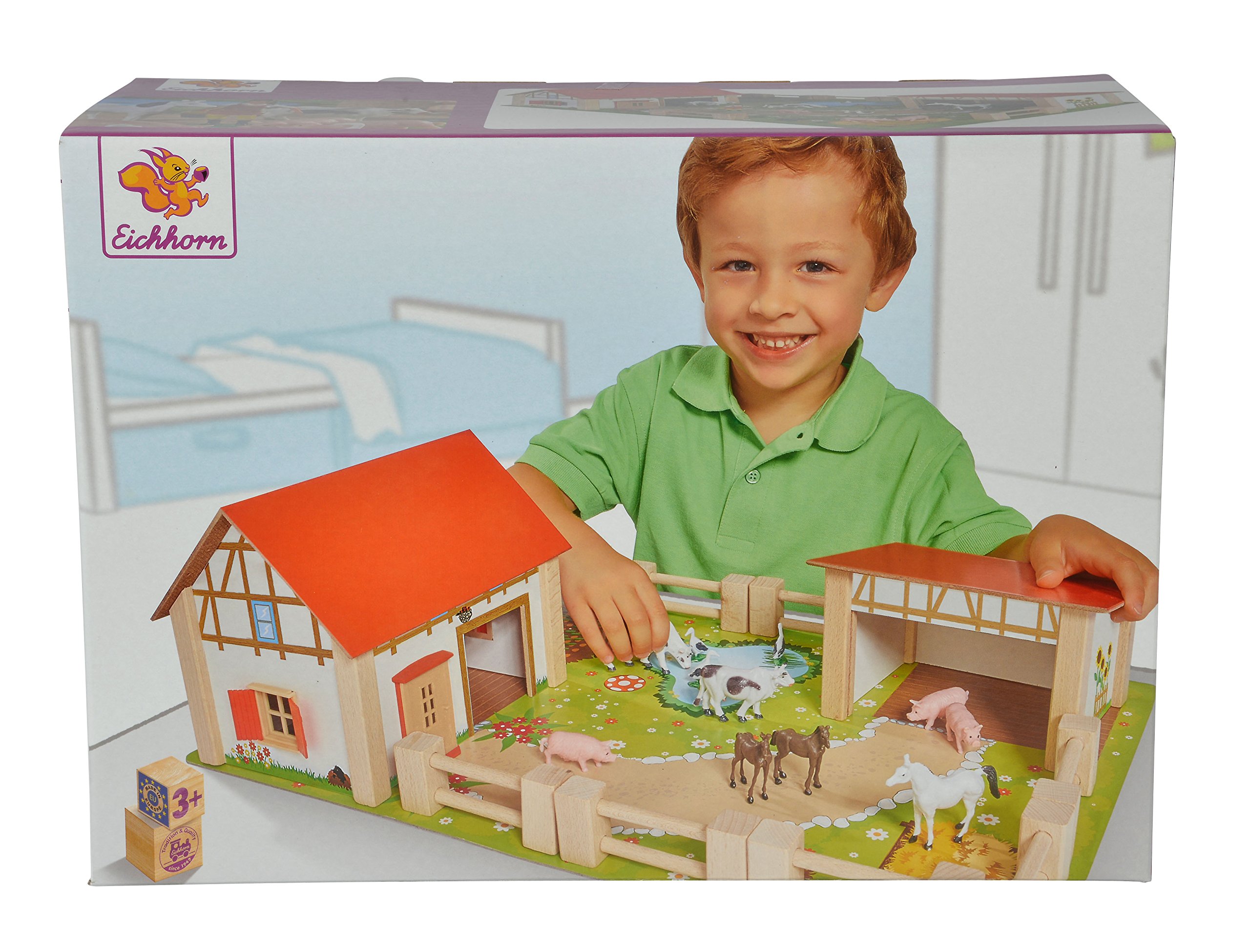 25 Piece Play Farm Set Childrens Wooden Animals Kids Toy Play Fun