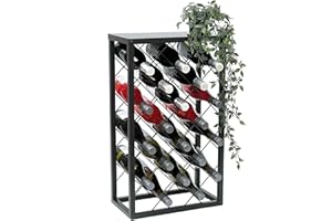 DanDiBo Botellero de metal negro 96434 Botellero 68 cm Soporte para botellas de vino moderno para 20 botellas
