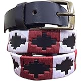 CARLOS DIAZ Boys Girls Kids Childrens Premium Unisex Brown Leather Embroidered Designer Polo Belt