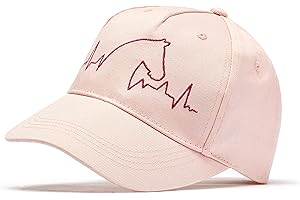 minifan Cappellino da equitazione organico da ragazza: cavalli battito cardiaco – cappello da cavallo, per ragazze, regalo per cavalli, equitazione, pony per bambini, Rosa chiaro, Taglia unica
