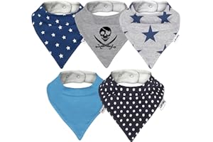 Lovjoy Bandana Dribble Bibs - Super Absorbent & Soft for Teething Babies - Adjustable Snaps - Fits Newborn to 3 years - 5 Pack