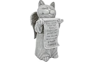 Design Toscano QL59385 Statua Gatto Commemorativa Impronte di Zampa sui Nostri Cuori, Grigio, 12.5x12.5x25.5 cm
