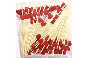 AILEXI Cocktail-Sticks 100 zählt hölzerne zahnstocher Partei liefert Krause Finger Essen früchte Sandwich knabber - Rote Herzen
