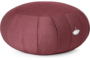 LOTUSCRAFTS Zafu coussin de méditation, hauteur d'assise 20 cm, modèle Zen rond, coussin de yoga, yoga bolster, housse en coton lavable, rembourrage d'épeautre, Certifié GOTS