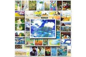 AUCEKO 50 Stück Monet Aufkleber Pack Ölgemälde Sticker Set Wasserdichte Vinyl Sticker für Laptop Kinder Autos Motorrad Fahrrad Skateboard Gepäck Koffer Computer Aufkleber Graffiti Decal