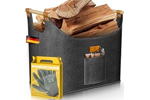 KESSER® Panier à bois de chauffage 90 litres | Sac en feutre extra épais | Panier de rangement pour bois pliable avec poignées renforcées